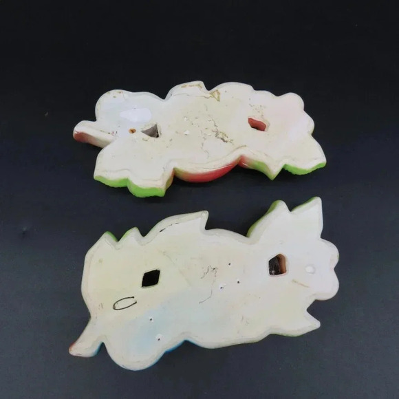 Vintage Fruit Chalkware Plaque Wall Art Kitsch 70s Set of 2 - Picture 5 of 8